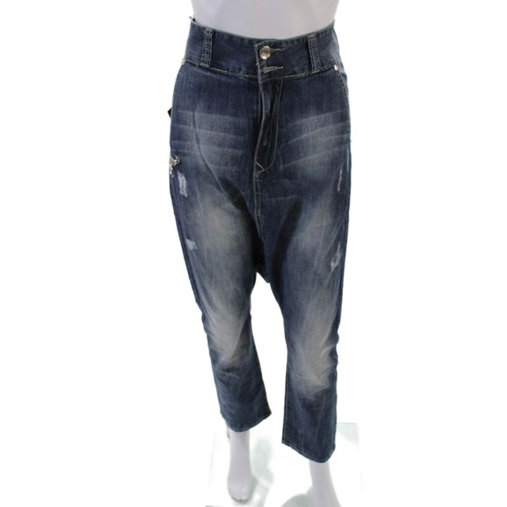 NYC Star Womens Cotton Denim Five Pocket High-Rise Harem Jeans Blue Size 25